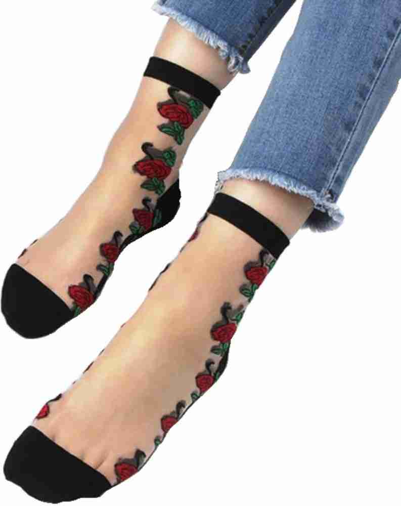 MYYNTI WomenNylon Ankle Socks Thin Breathable Transparent without