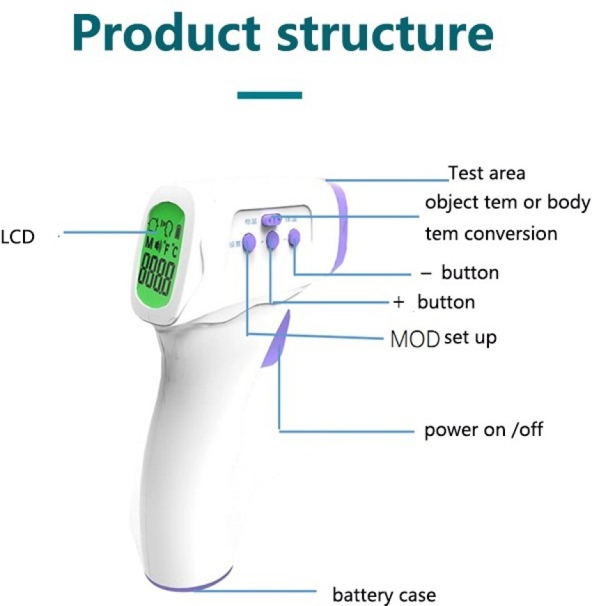 Bluboo PC 868 Infrared Non-Contact Human Body, Forehead Temperature Gun  Thermometer - Bluboo 