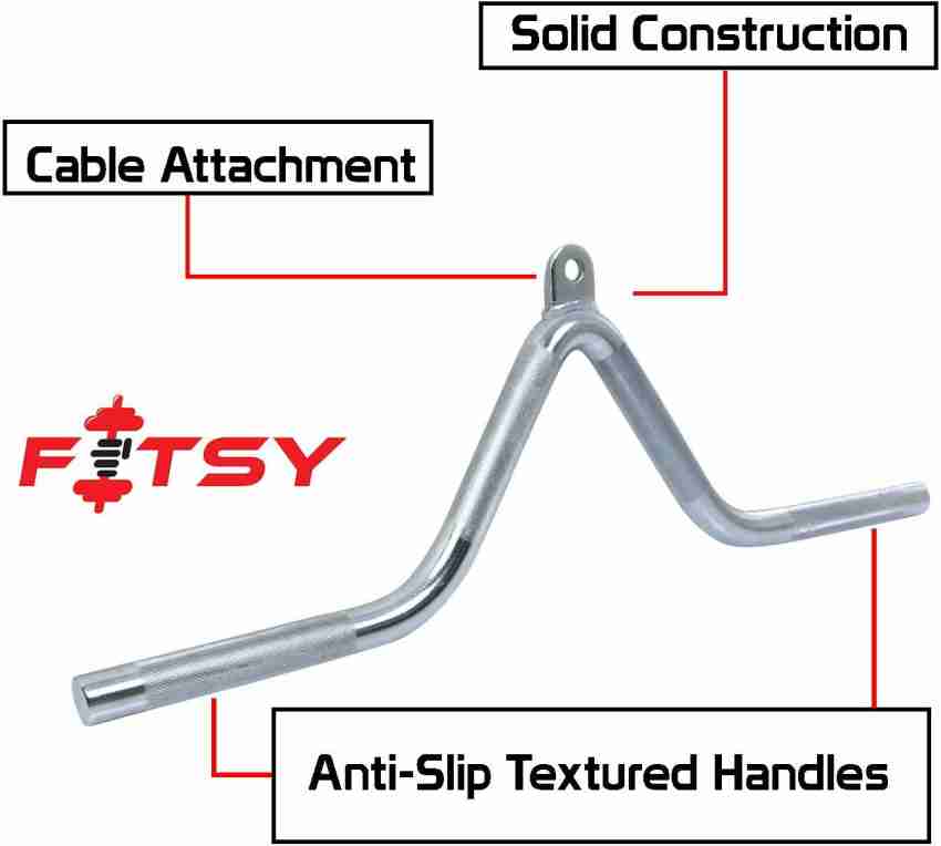 FITSY Gym Cable Attachment : V Shaped Seated Row Bar with Rubber Grip