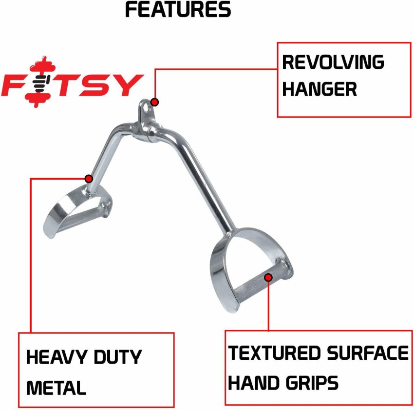 FITSY Gym Cable Attachment : V Shaped Seated Row Bar with Rubber Grip