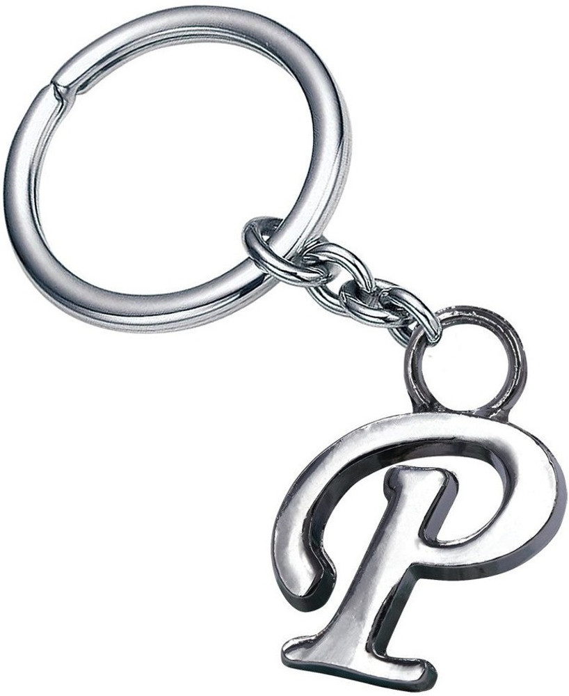 GCT English Alphabet Letter P G 37 Silver Metal Keychain for Car