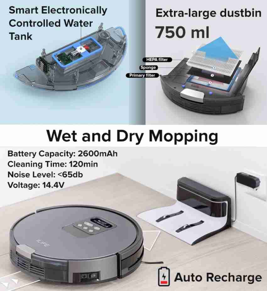 ILIFE V80 Robotic Vacuum Cleaner Robotic Floor Cleaner with 2 in 1