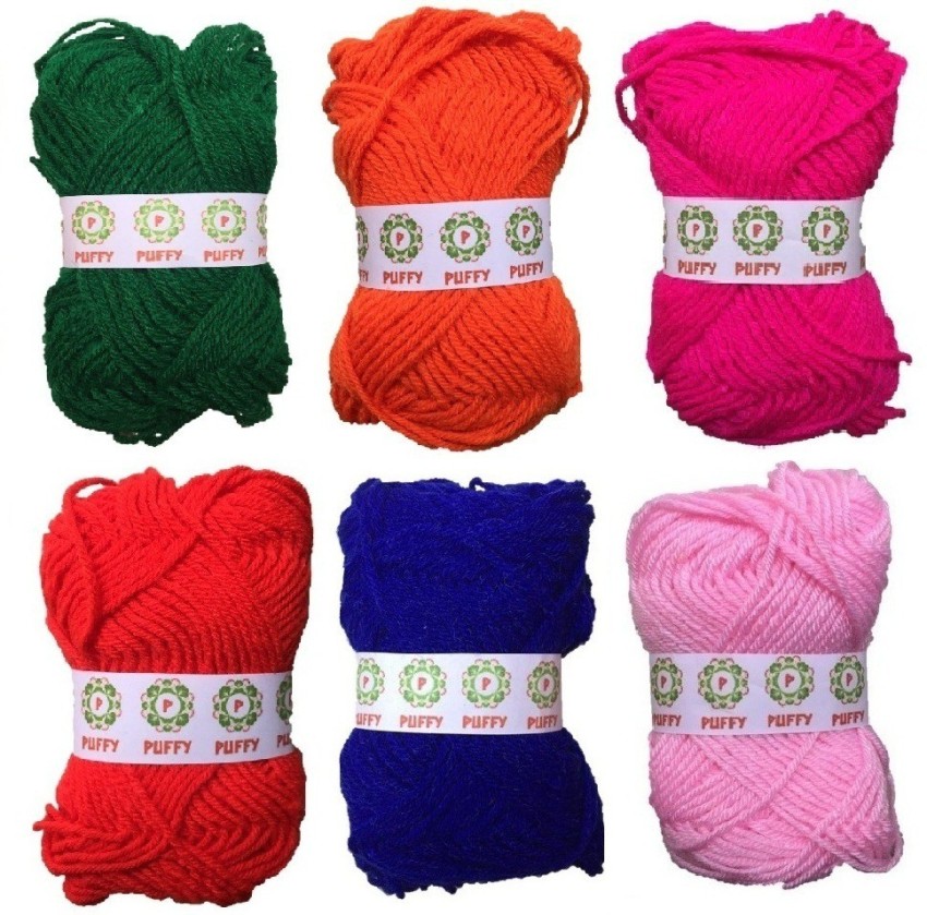 puffy Hand Knitting Art Craft Thread Smooth Fingering Crochet Hook Yarn,  Needle Knitting Thread for Wool Ball Needle Knitting Dyed Multicolor Pack  of 6 - Hand Knitting Art Craft Thread Smooth Fingering