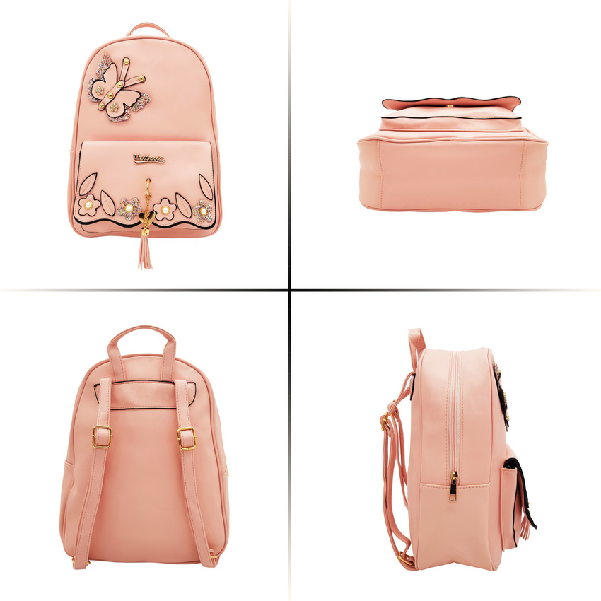 Pink leather backpack hotsell purse