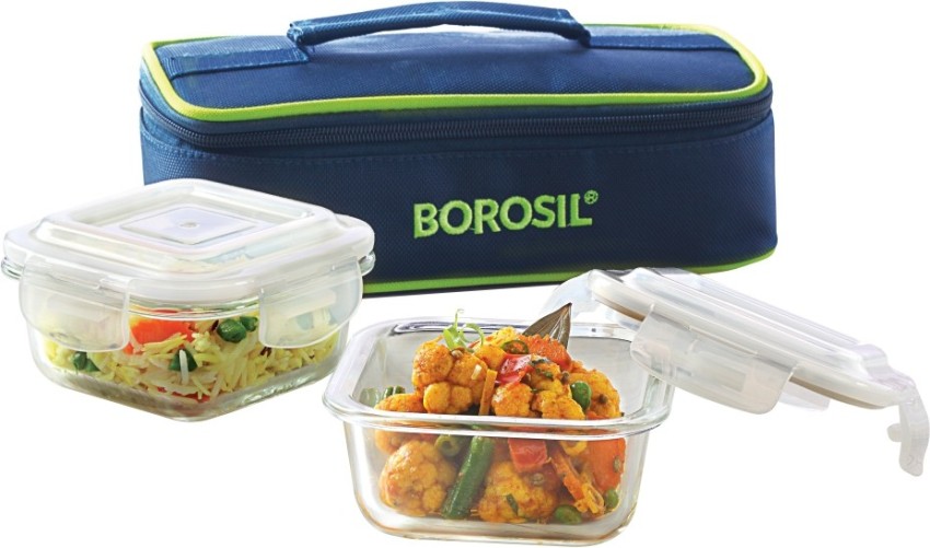 Borosil Set of 3 Pcs Prime Glass Lunch Box Of 400 ML Each Are Microwave  Safe