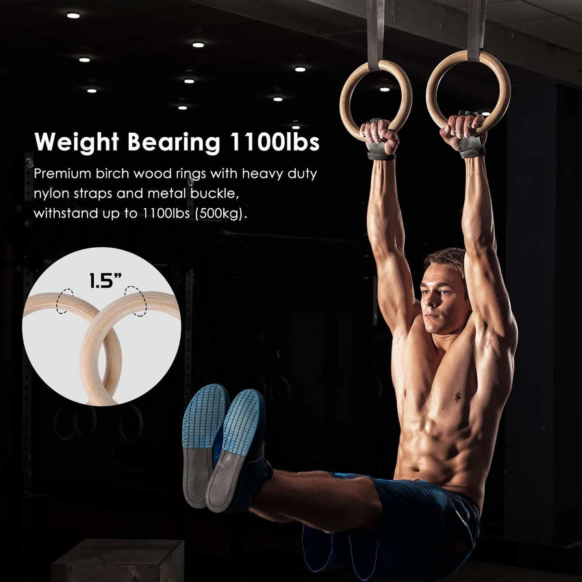 FITSY Gymnastics Rings Roman Ring with Straps Buckles for Cross