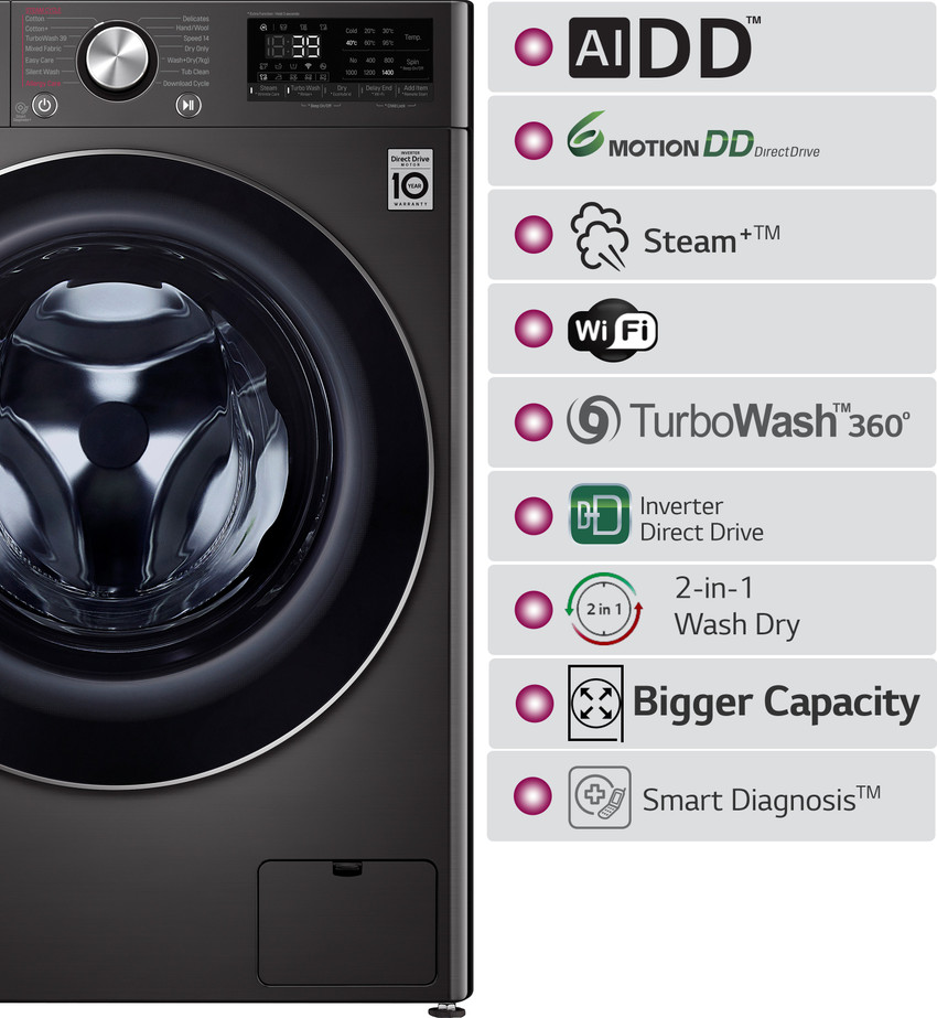 LG 5.0 Cu. Ft. High-Efficiency Stackable Smart Front Load Washer