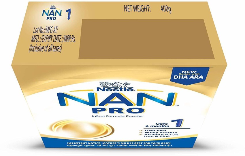 Buy Nestle NAN PRO 1 Starter Infant Formula Powder - Upto 6 months, Stage 1,  400g Bag-In-Box Pack Online at Low Prices in India 