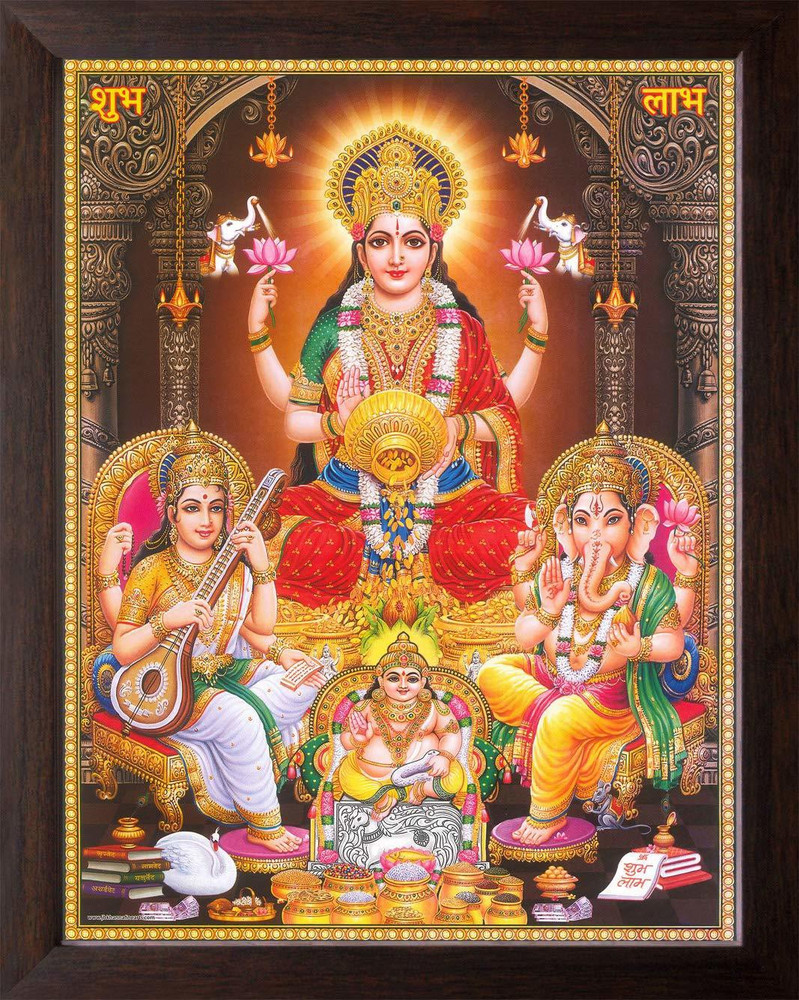 Brothers Creation Laxmi Ganesh Saraswati Religious Painting