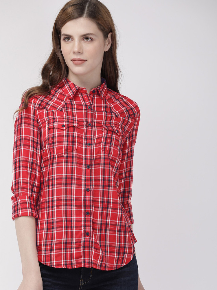 Levi's check on sale shirt womens