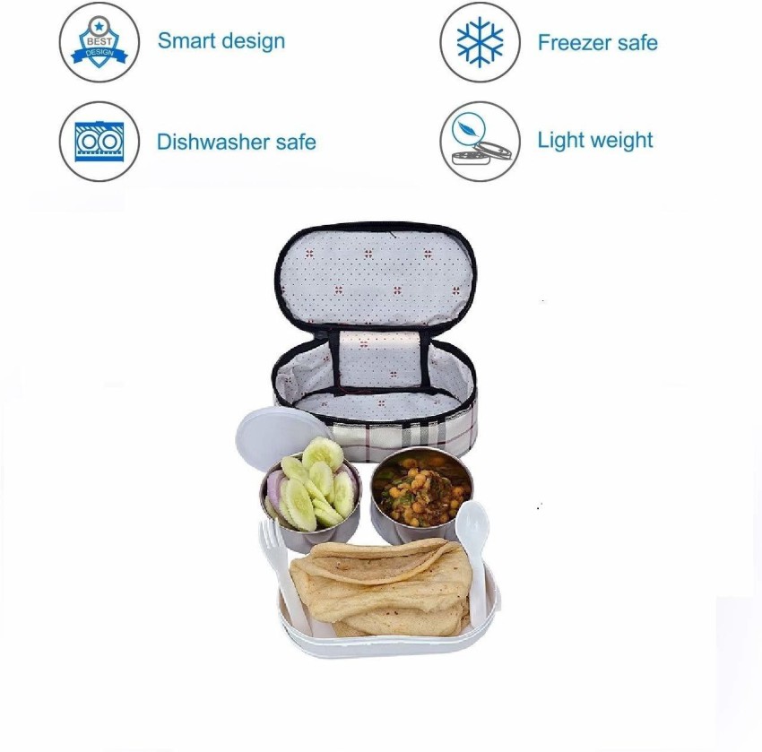 Topware onlinedeals Warm Fresh Food Steel Double Decker 3 Container Premium  Lunchbox with Zipped Thermal Pouch Bag (2x300ml, 1x420ml, Multicolour) 3  Containers Lunch Box (1000 ml) - Price History