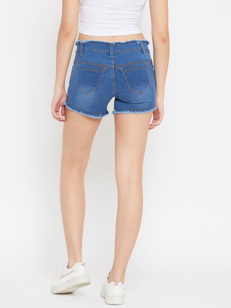 Nifty Solid Women Denim Blue Denim Shorts