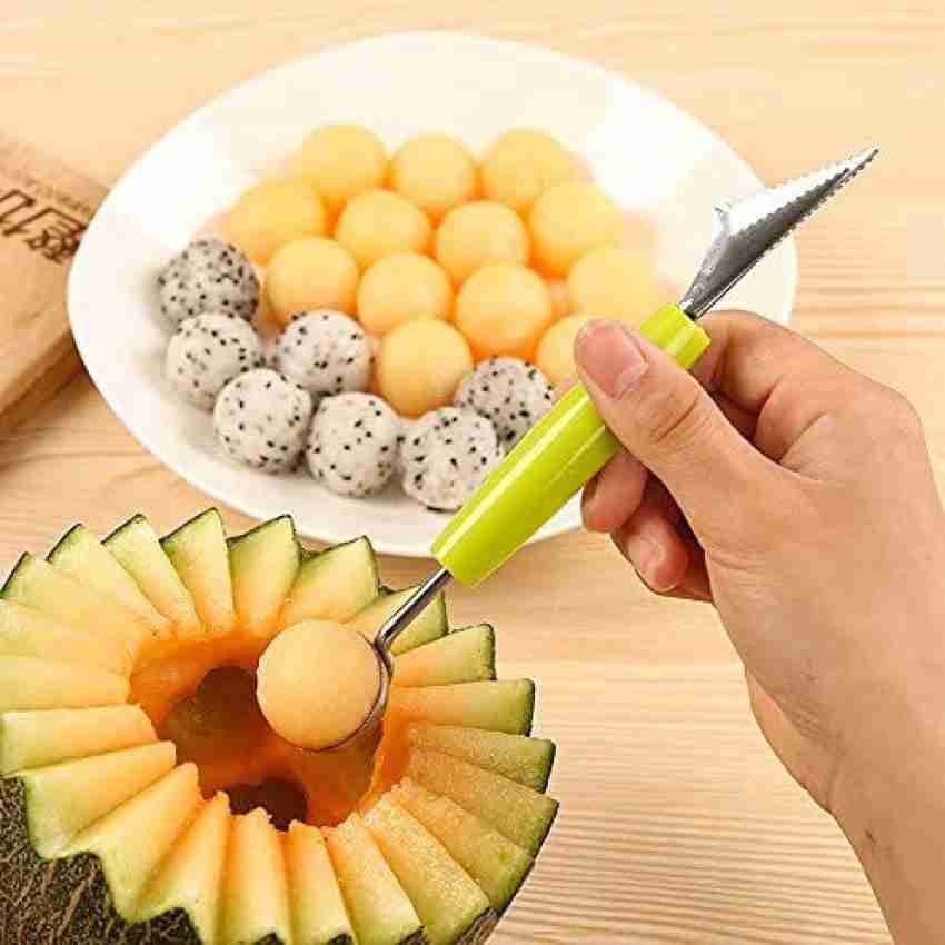 Melon Baller Scoop Set,Professional 4 In 1 Stainless Steel Watermelon  Cutter Fruit Carving Tools Set 