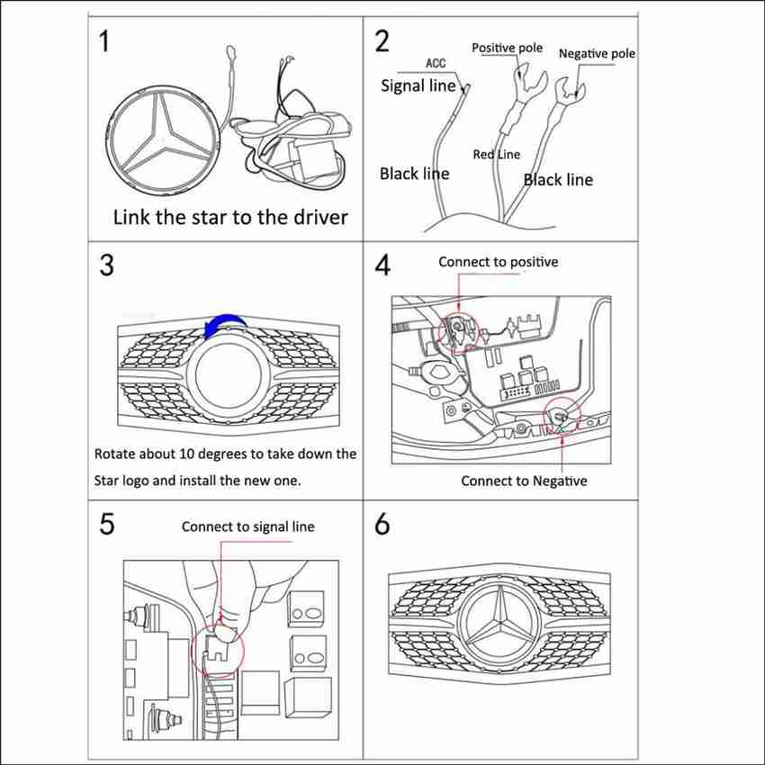 Mercedes front grill store emblem light
