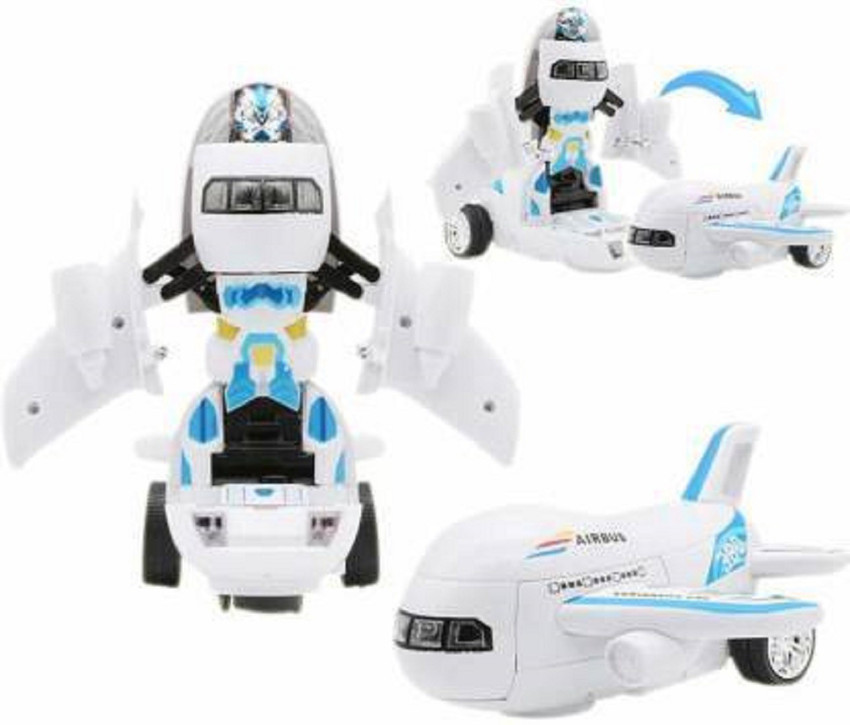 mayank company Airbus Deformation Robot Aeroplane Transformer Toy Bump N Go with Light and Music Airplane Converting to Robot Toy Airbus Deformation Robot Aeroplane Transformer Toy Bump N Go with