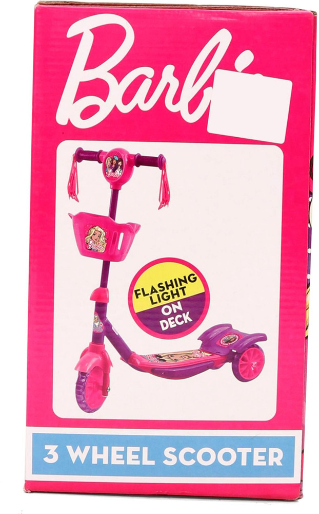 BARBIE 3 Wheel Scooter with Flashing Light Pink Purple 3 Wheel