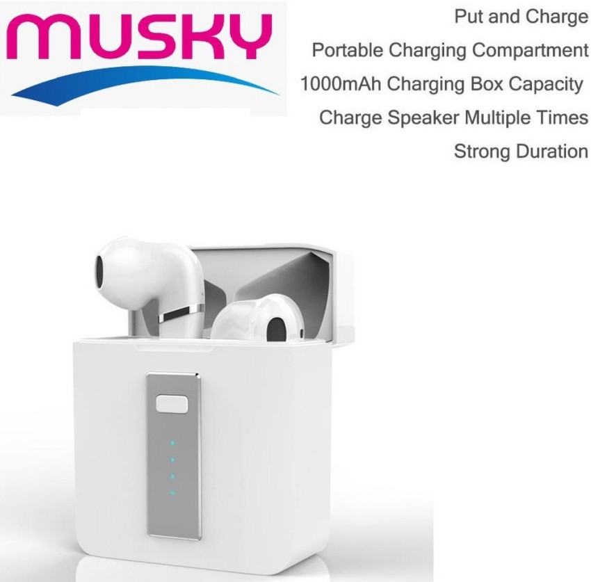 Musky Earphone HX 03 White Pck of 1 Bluetooth Headset Price in