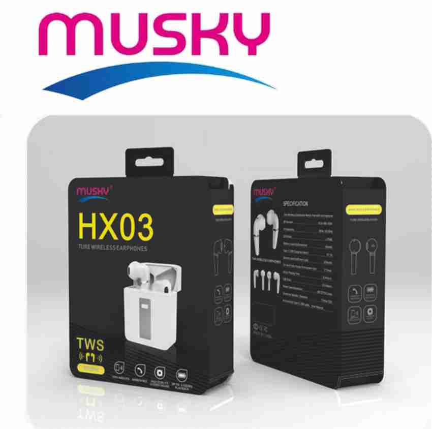 Musky Earphone HX 03 White Pck of 1 Bluetooth Headset Price in