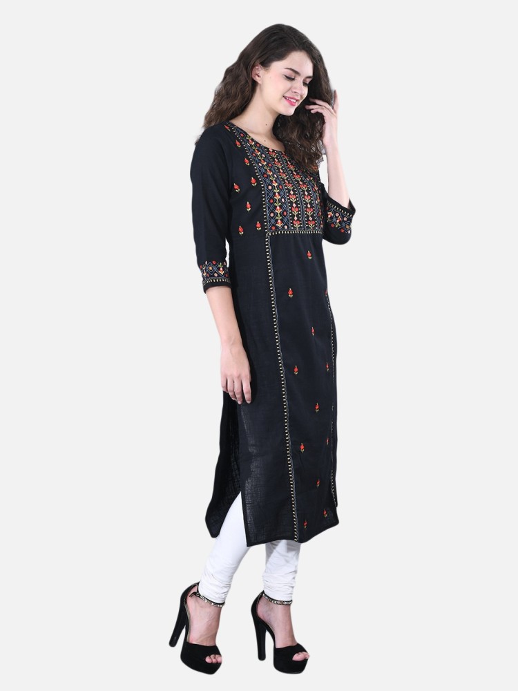 embroidery and plain work designer black kurti at Rs.350/pec in surat offer  by Teeya Creation