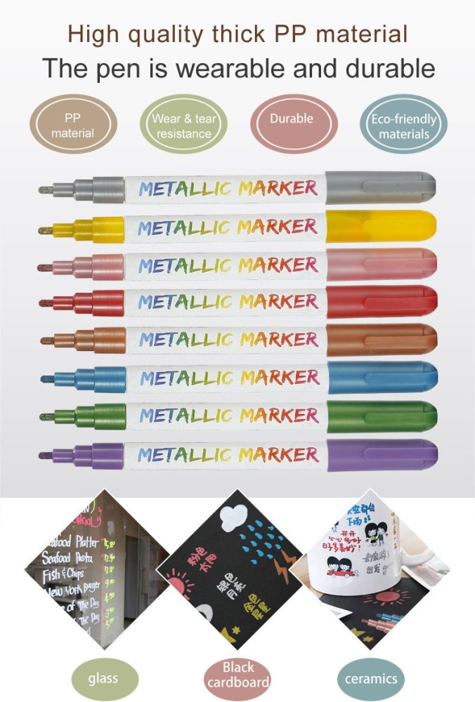 10/30 Colors Metallic Markers Fine Point Metallic Marker Calligraphy Brush  Pens for Black Paper Scrapbooking Crafts Art Rock Egg