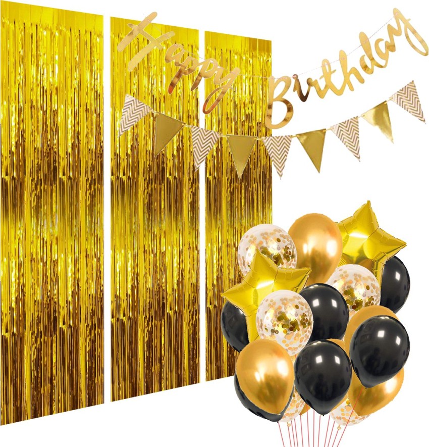 Party Propz 24 Pieces Golden Birthday Decoration Items Combo for ...