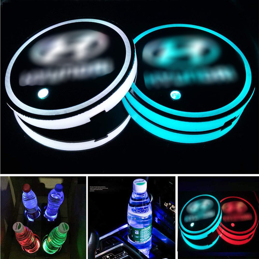 OnWheel LED Coaster Logo Cup Holder 7 Colors Changing Atmosphere