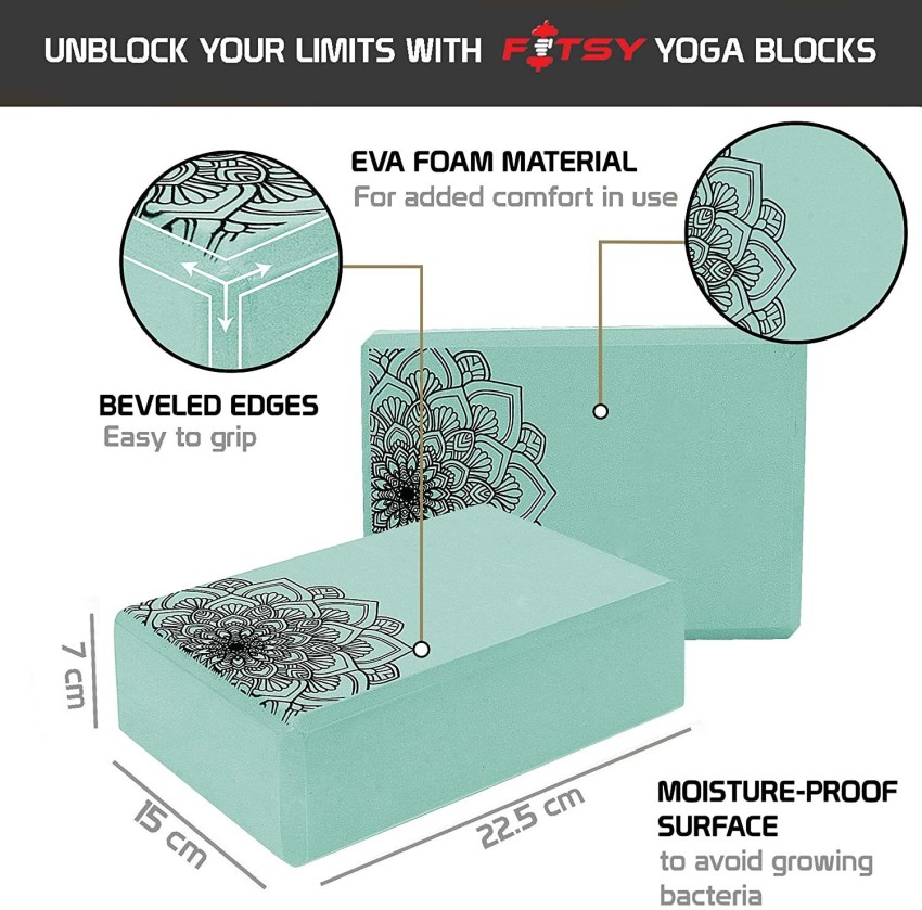 FITSY Moisture-Proof High Density Foam Yoga Block Brick, Green