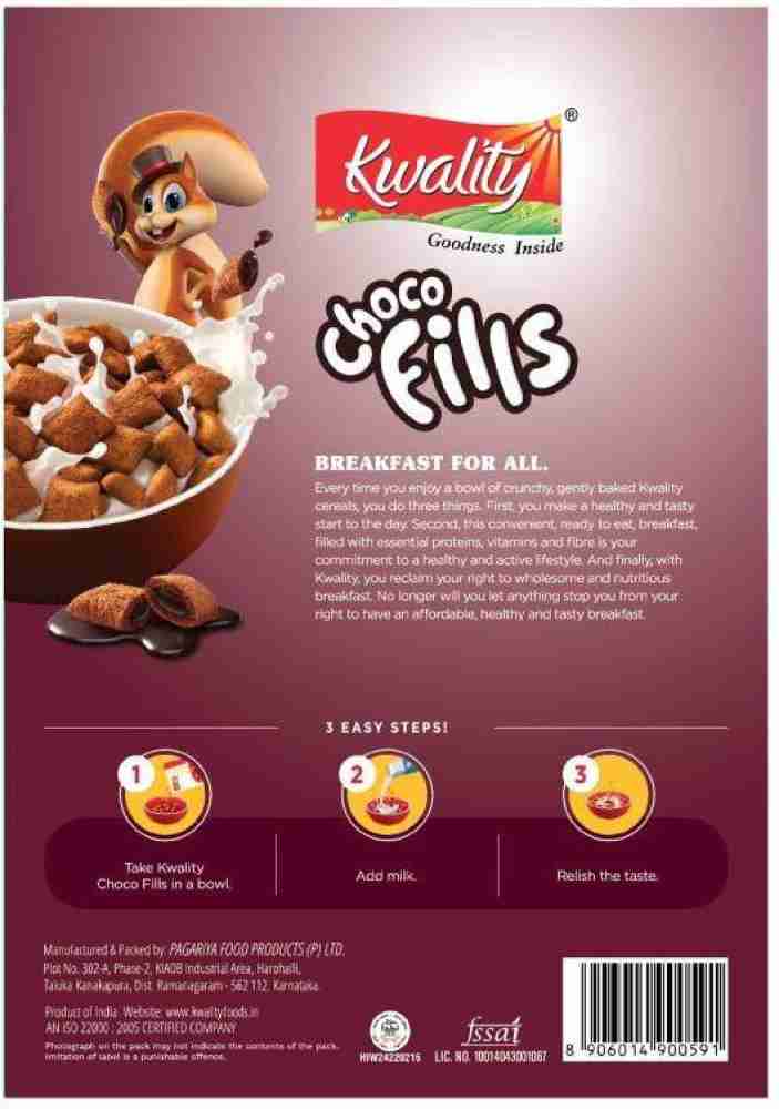 Kwality Choco Flakes | Made With Whole Wheat | 0% Maida | Source Of Protein  And Fibre | High In Calcium & Protein | Chocos | Breakfast Cereals For Kid