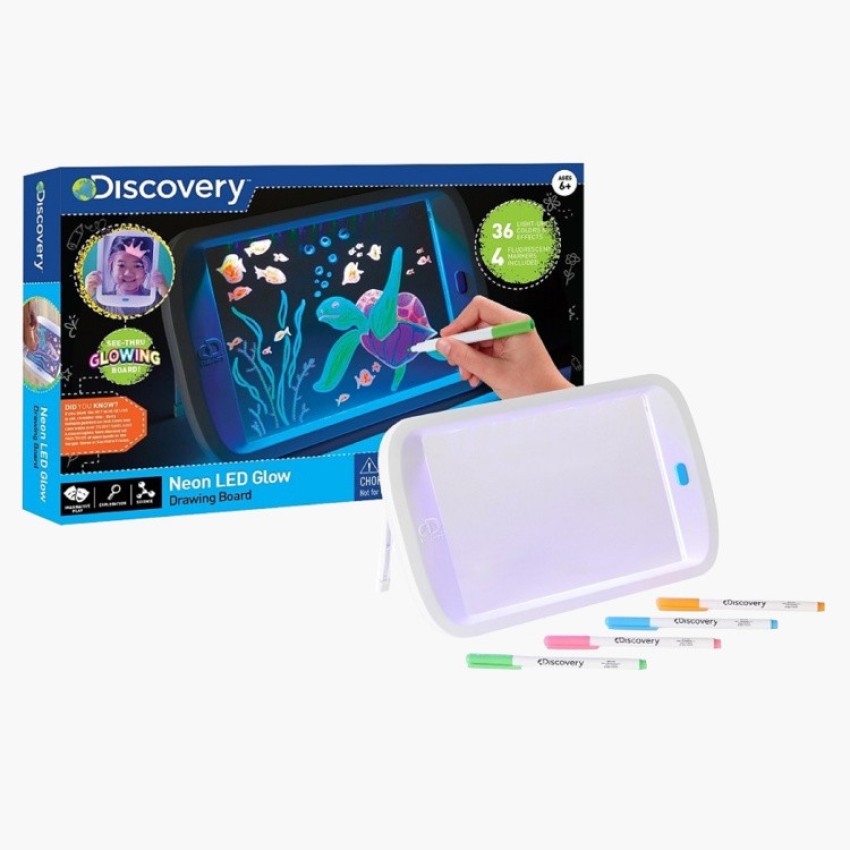 Discovery Neon Glow Drawing Easel with Markers