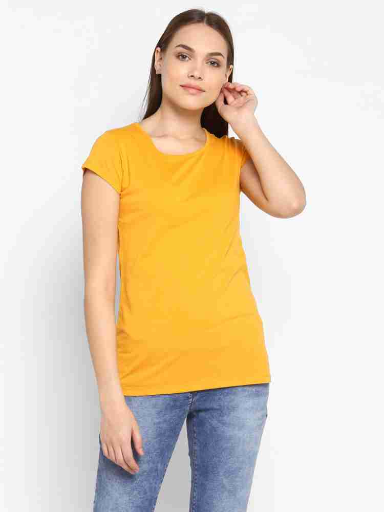 Modeve Solid Women Round Neck Black, Pink, Yellow T-Shirt - Buy Modeve  Solid Women Round Neck Black, Pink, Yellow T-Shirt Online at Best Prices in  India