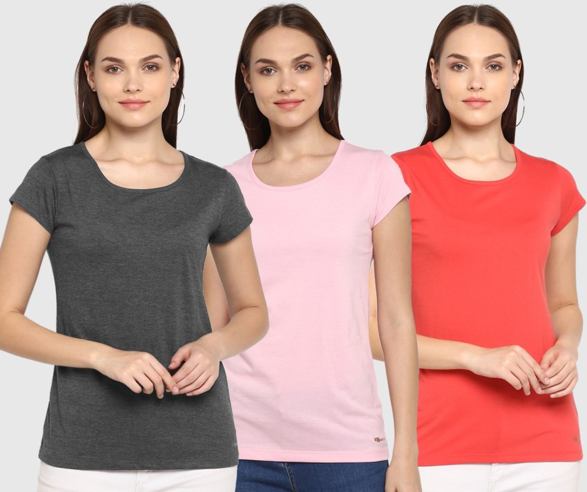 Buy Modeve Women Solid Magenta, Black and Grey Cotton Blend Pack