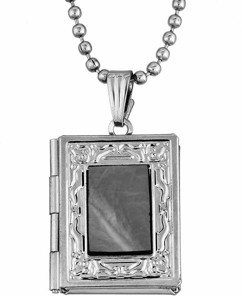 morir Silver Plated Book Shaped Mini Photo Frame Memory Locket Couple Photo Pendant Openable Necklace Pendant Jewellery for Men and Women Silver Brass Pendant Price in India Buy morir Silver Plated