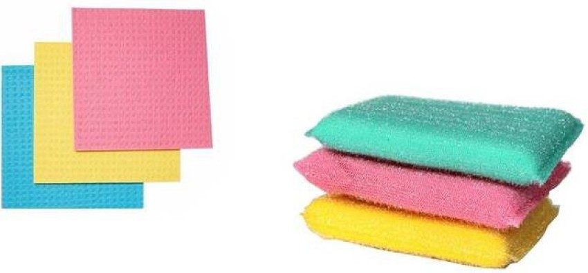 5PCS Black Dish Sponge Scouring Pad Kitchen Cleaning Sponge Wiping Loofah  Multi Purpose Kitchen Cleaning Brushes