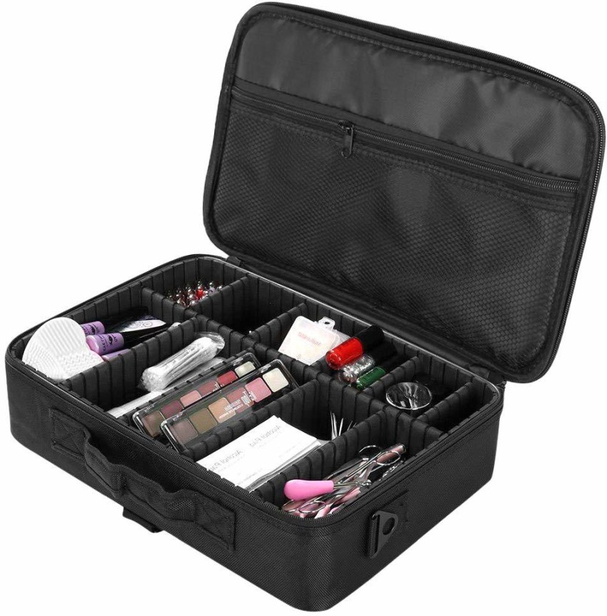 Handcuffs Professional Cosmetic Makeup Kit Storage Organizer Travel Bag  with Adjustable Compartment