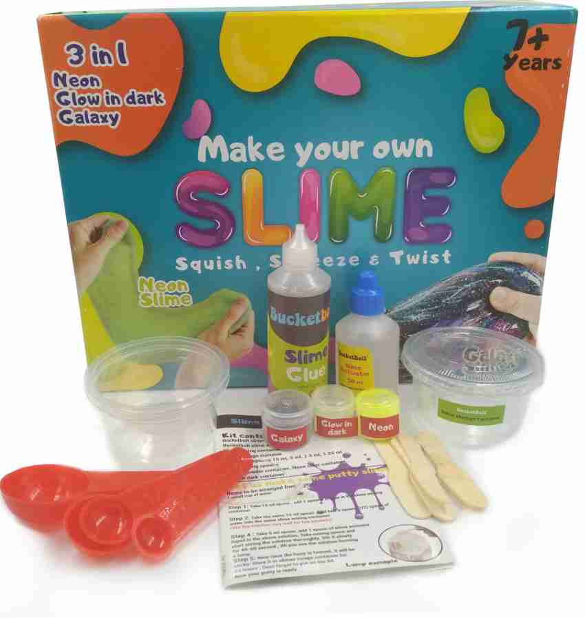 bucketBolt DIY 3 in 1 slime kit. Make neon, glow in dark and galaxy slime.  - DIY 3 in 1 slime kit. Make neon, glow in dark and galaxy slime. . shop