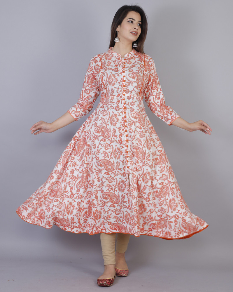 JC4U Women Floral Print Frontslit Kurta  Buy JC4U Women Floral Print  Frontslit Kurta Online at Best Prices in India  Flipkartcom