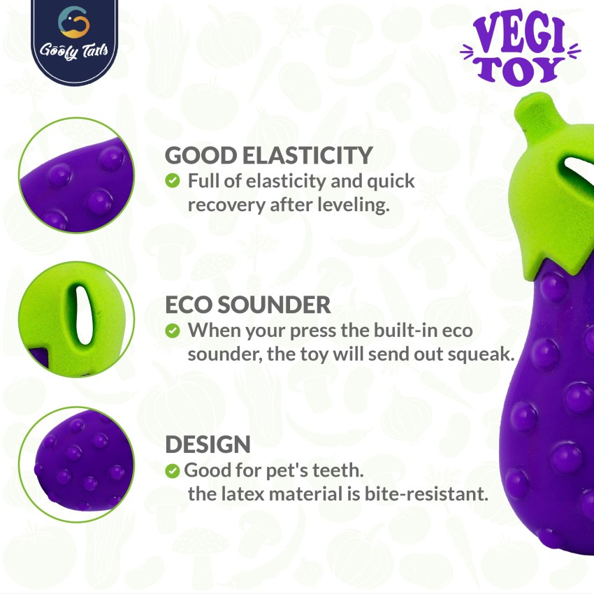 FOFOS Vegi-Bites Eggplant Dog Toy - Tails In The House