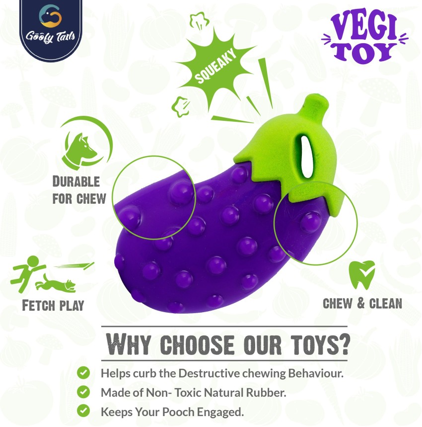 FOFOS Vegi-Bites Eggplant Dog Toy - Tails In The House