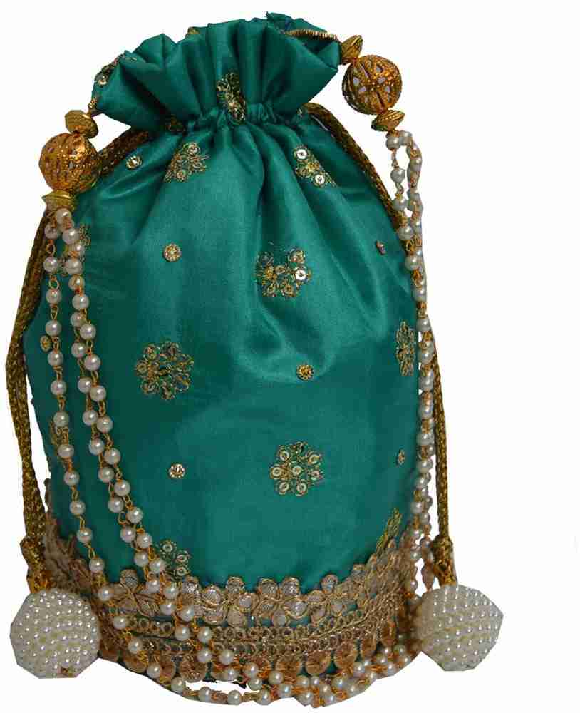 Sandhya Designer Studio SDS Designer Silk Potli bags Sea Green Color Potli Sea Green Price in India Flipkart