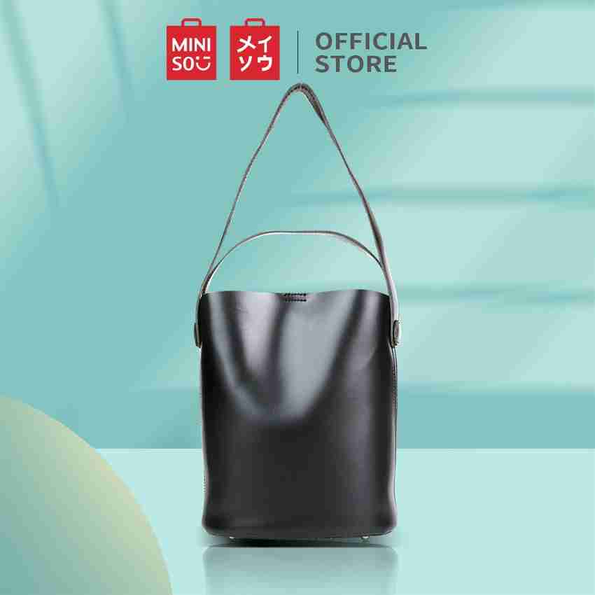 MINISO Black Shoulder Bag Simple Sling Bag Bucket Bag for Women