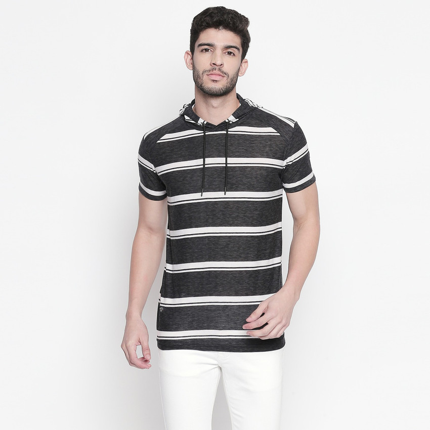 Mufti white slim fit hooded shirt hot sale