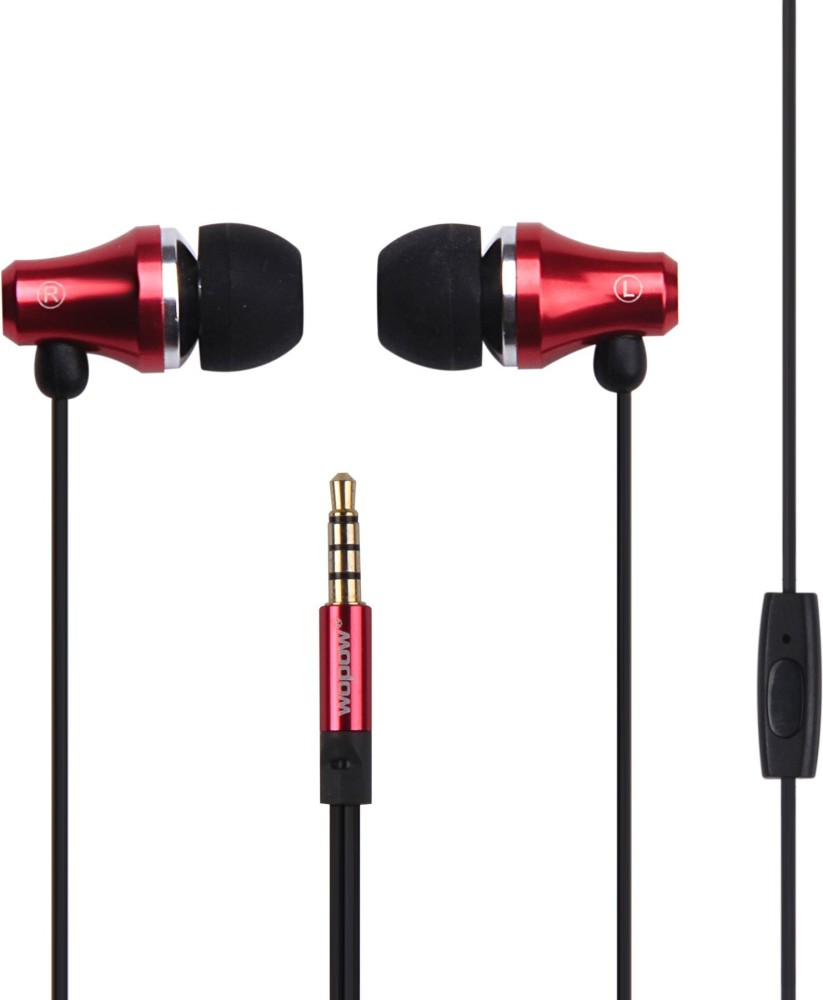 THREE wopow Red earphones Wired Headset Price in India Buy THREE