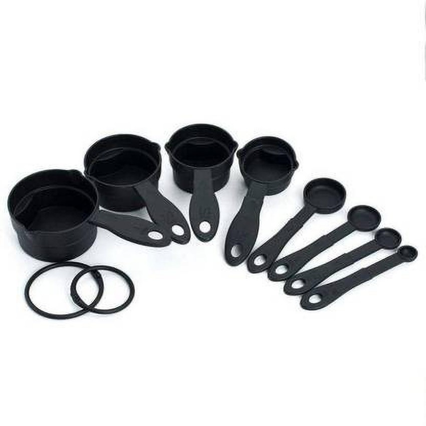 ZooY Plastic Measuring Cup and Spoon Set , Black- Measuring Cup