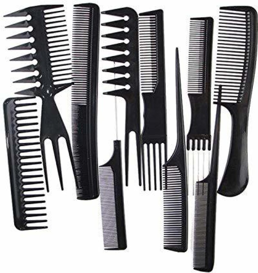 10Pcs Pro Salon Hair Cut Styling Hairdressing Barbers Combs Brush Comb Set  Professional Different Hair Comb Set Hair brush Black Set of 10