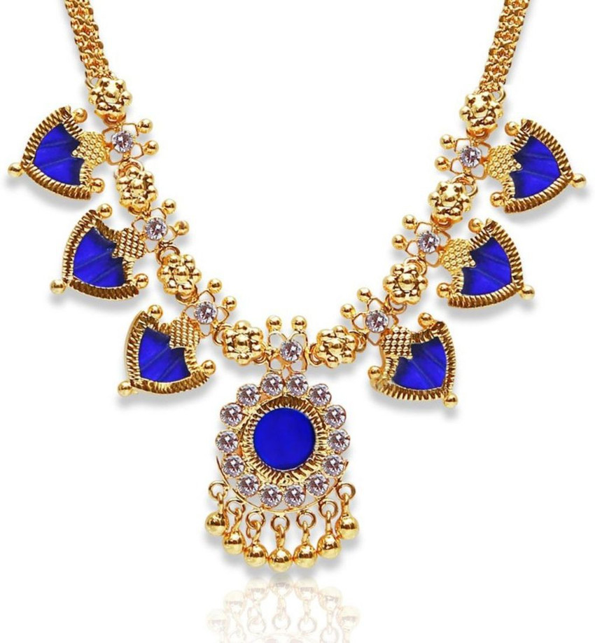 RFJ Blue Palakka Adjustable Necklace Gold plated Plated Copper