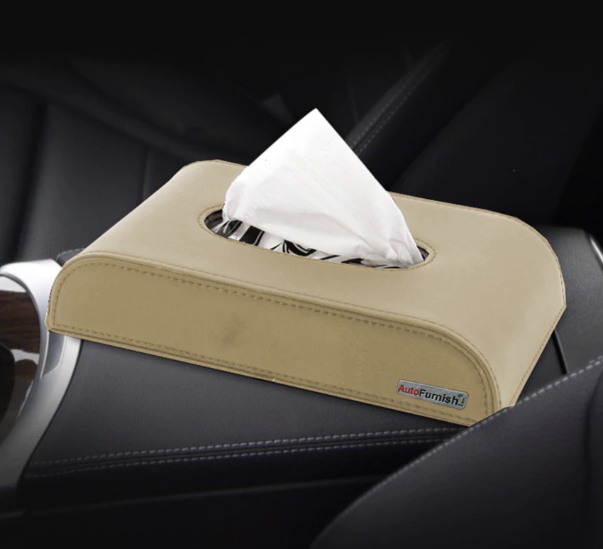 AutoFurnish Premium Softpik PU Leather Tissue Box Holder - Beige