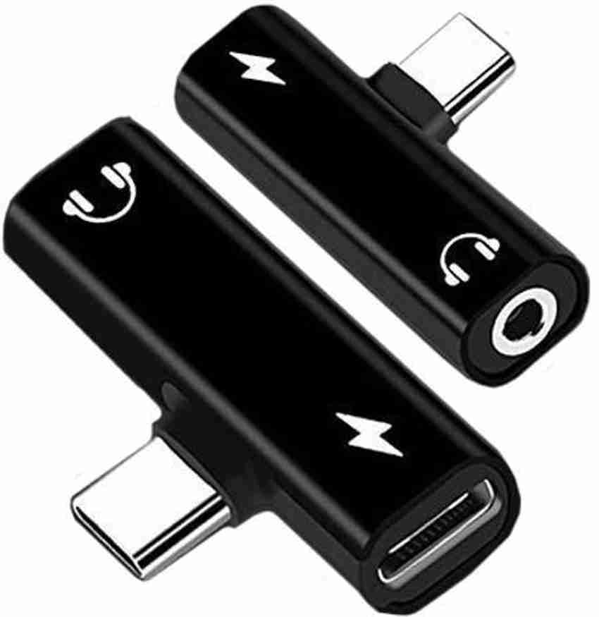 Brumal Black 2 in 1 Splitter Type C Headphone Extension Cable 3.5