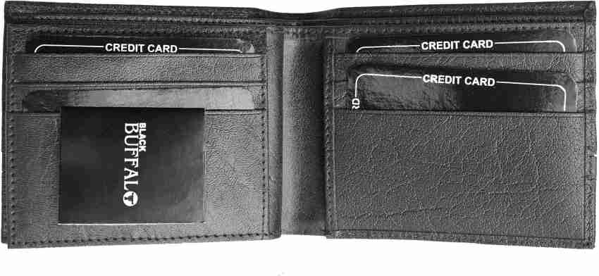 Black Buffalo Men Black Genuine Leather Wallet Black Price in