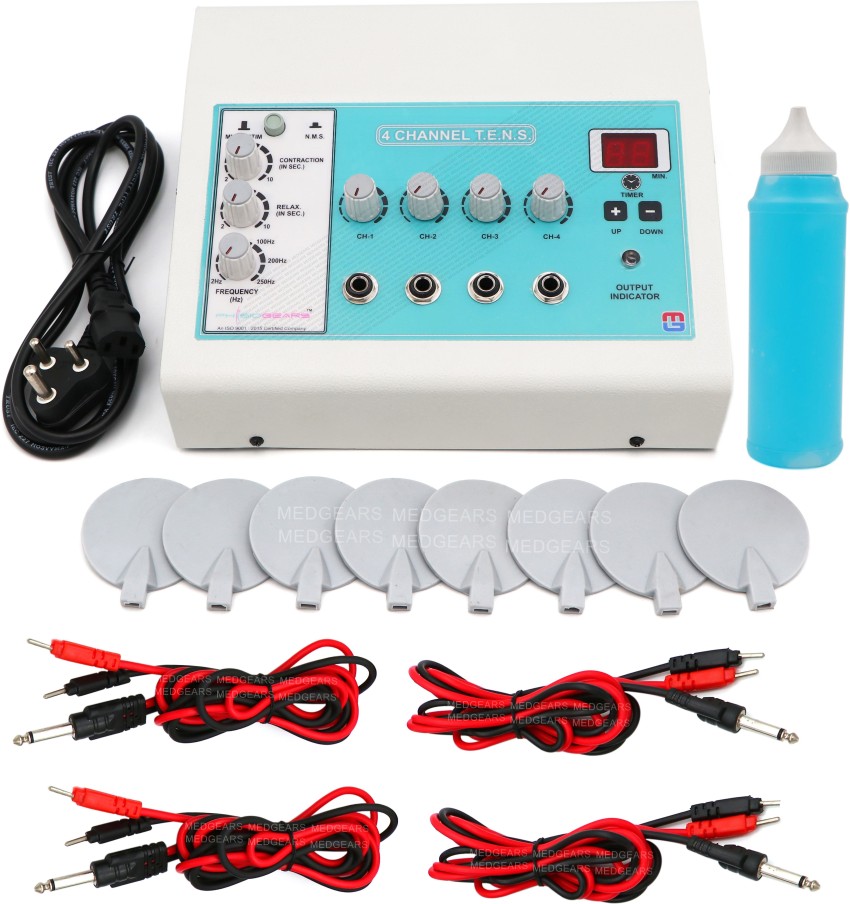 MEDGEARS Corded Electric Physiotherapy 4 Channel Tens with Ultrasound  Physiotherapy Ultrasonic Machine Electrotherapy Combo for All Pain Relief  Device Physiotherapy Equipment, Off-white : : Health & Personal  Care