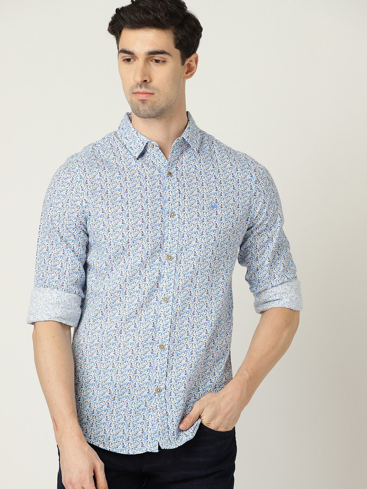 United Colors of Benetton Men Printed Casual Blue Shirt Buy